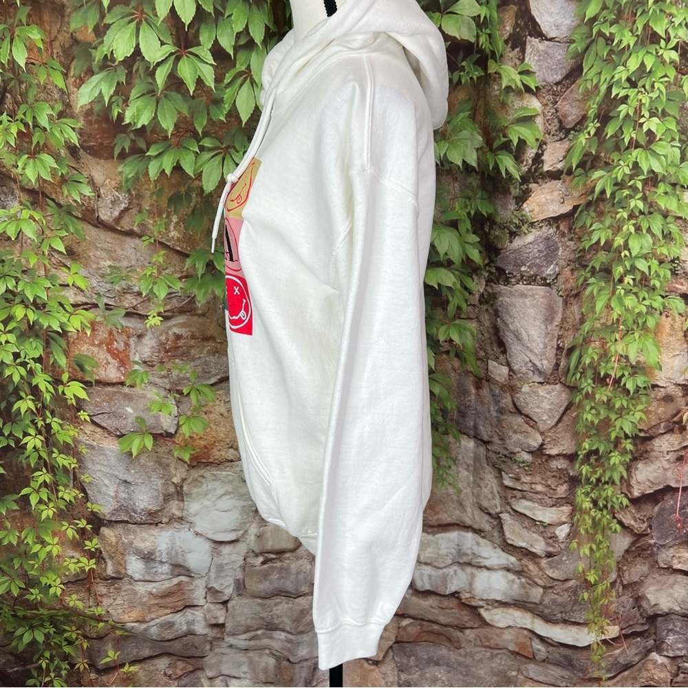 NIRVANA White Hooded Pop Art 90s Inspired Graphic French Terry Sweatshirt, XS - Picture 5 of 10
